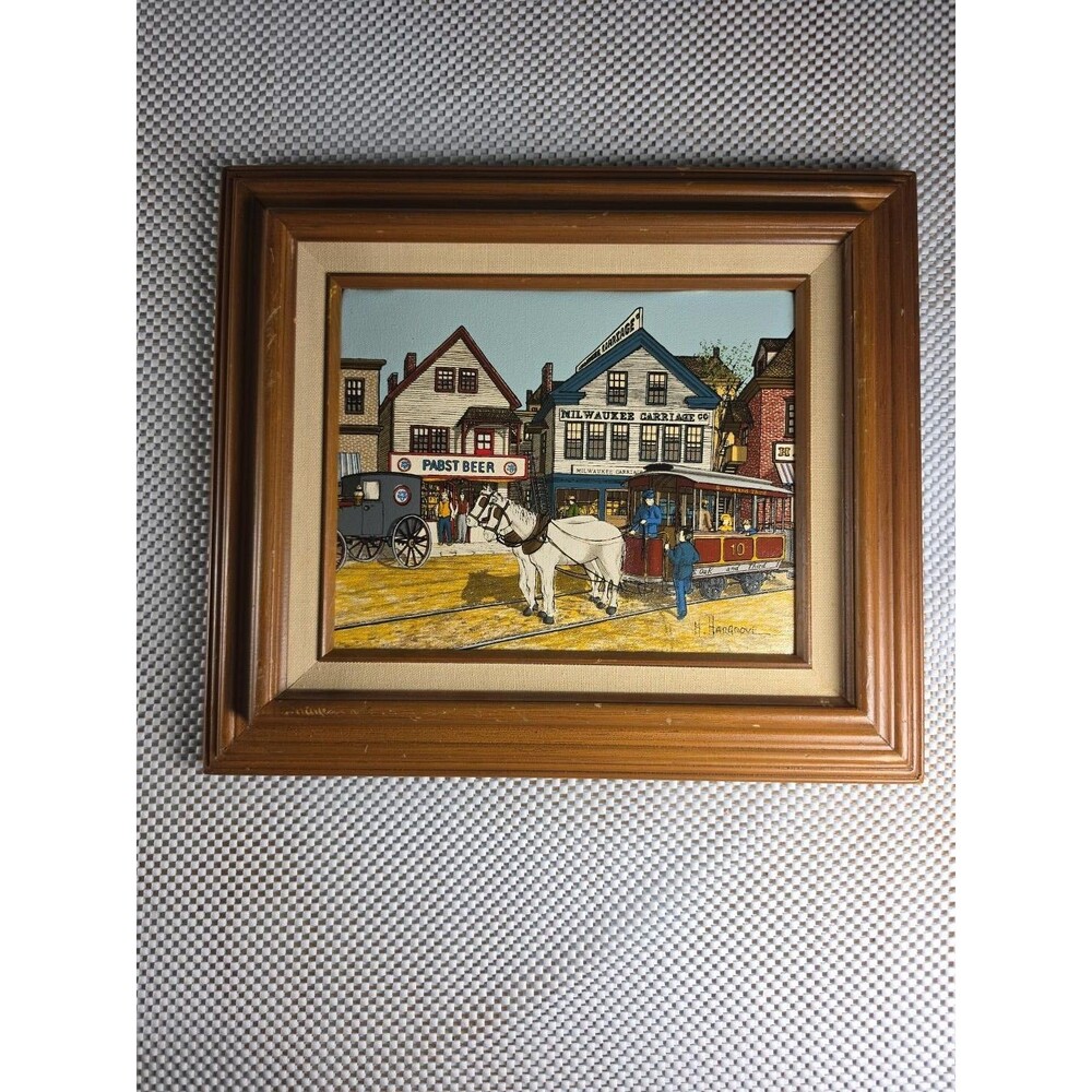 H. Hargrove Milwaukee Streetcar Pabst Beer Carriage Framed Art Print Vintage